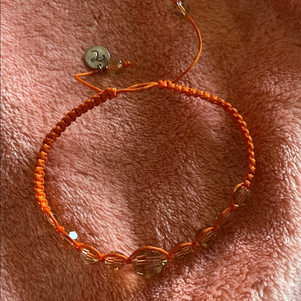 Swarovski Touchstone Crystal Orange Pull  Beaded Bracelet